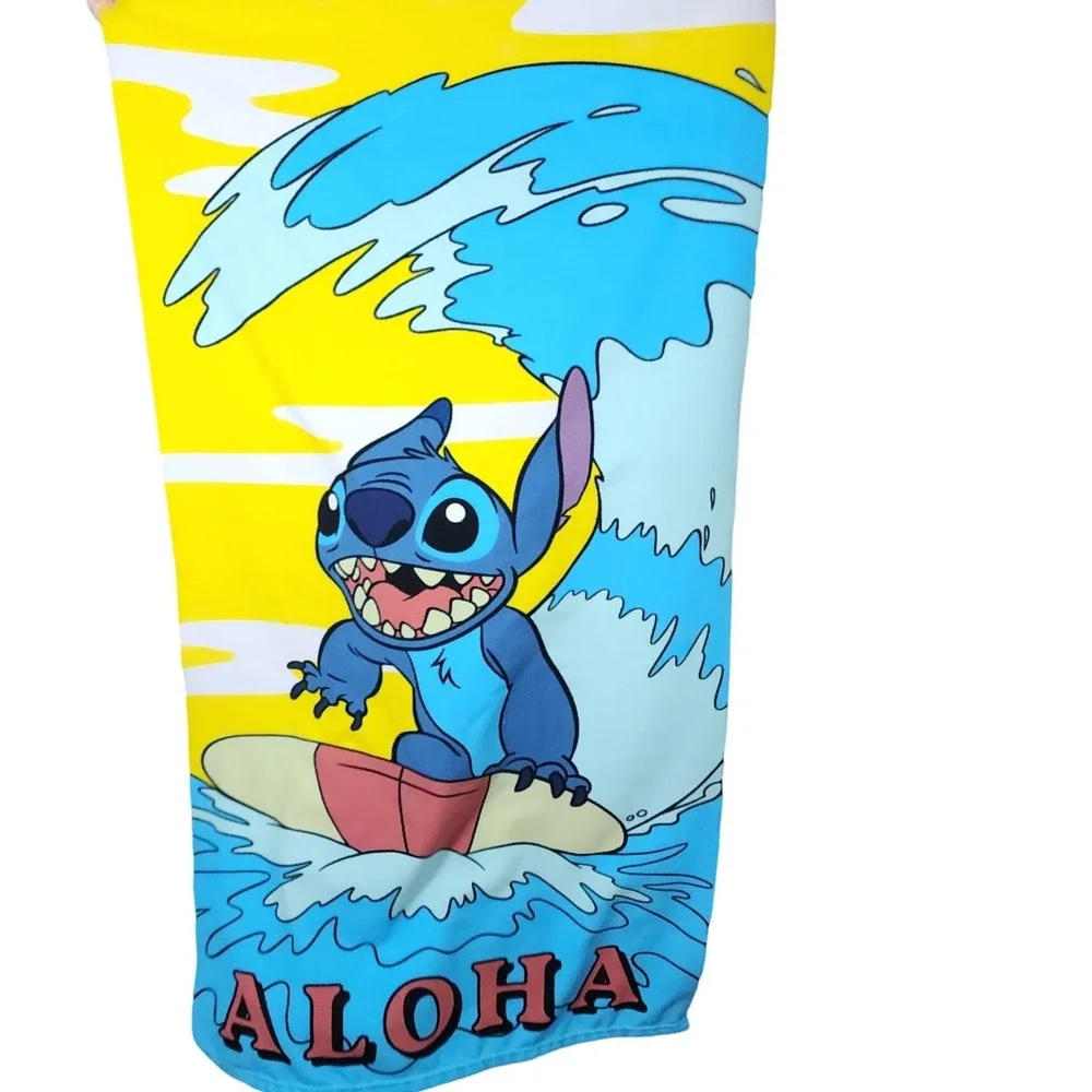 Disney Lilo & Stitch Aloha Surfing Beach Towel Blue Yellow 28x52 Jay Franco